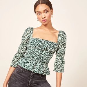 Reformation Ayla Floral cropped blouse
